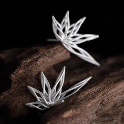 Bamboo Leaf Ear Climber – Openwork 925 Sterling Silver
