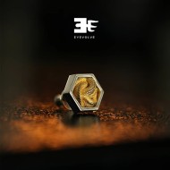 Hexagon Snake Stud Earrings – 925 Silver & Brass Inlay