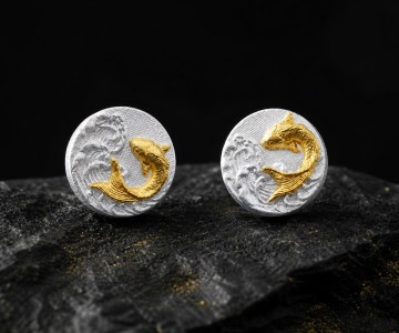 24K Gold Inlay Silver Earrings 24K Gold Inlay Silver Earrings