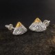 Mountain Stud Earrings - 999 Fine Silver with 24K Gold Summit Mountain Stud Earrings - 999 Fine Silver with 24K Gold Summit
