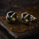 Snake Stud Earrings with Natural Opal - Oxidized Silver Snake Stud Earrings with Natural Opal - Oxidized Silver