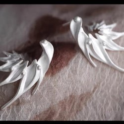 Silver Bird Ear Climber – Sculptural 925 Sterling Silver