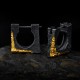 Square Hoop Earrings for Men - Black 999 Fine Silver and 24K Gold Square Hoop Earrings for Men - Black 999 Fine Silver and 24K Gold