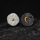 Sun and Moon Stud Earrings - 999 Fine Silver and 24K Gold Inlay Sun and Moon Stud Earrings - 999 Fine Silver and 24K Gold Inlay