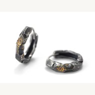 Wish Stone Sun Hoop Earrings – Oxidized 925 Silver