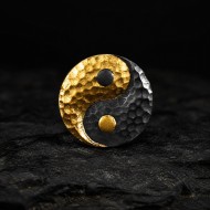 Yin Yang Stud Earring in 999 Fine Silver with 24K Gold Inlay