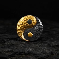 Yin Yang Stud Earring in 999 Fine Silver with 24K Gold Inlay
