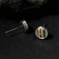 Custom Letter Stud Earrings – Silver & Brass Inlay Custom Letter Stud Earrings – Silver & Brass Inlay