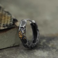 Wish Stone Sun Hoop Earrings – Oxidized 925 Silver