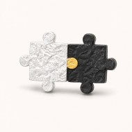 Puzzle Piece Stud Earrings - Matching Fine Silver and 24K Gold Pair Puzzle Piece Stud Earrings - Matching Fine Silver and 24K Gold Pair