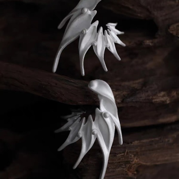 Silver Bird Ear Climber – Sculptural 925 Sterling Silver