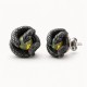 Snake Stud Earrings with Natural Opal - Oxidized Silver Snake Stud Earrings with Natural Opal - Oxidized Silver