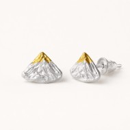Mountain Stud Earrings - 999 Fine Silver with 24K Gold Summit Mountain Stud Earrings - 999 Fine Silver with 24K Gold Summit