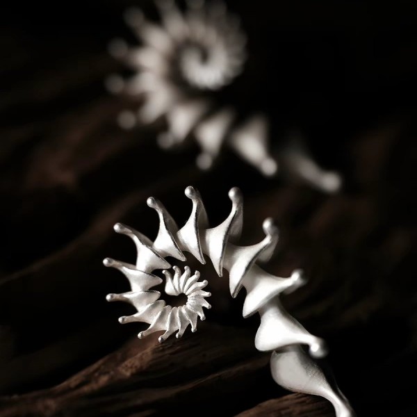 Spiral Shell Ear Climber – Sculptural 925 Sterling Silver Spiral Shell Ear Climber – Sculptural 925 Sterling Silver