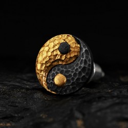 Yin Yang Stud Earring in 999 Fine Silver with 24K Gold Inlay