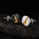 Gold and Silver Stud Earrings - Mountain Path 24K Gold Inlay Gold and Silver Stud Earrings - Mountain Path 24K Gold Inlay