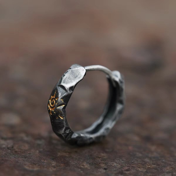 Wish Stone Sun Hoop Earrings – Oxidized 925 Silver Wish Stone Sun Hoop Earrings – Oxidized 925 Silver