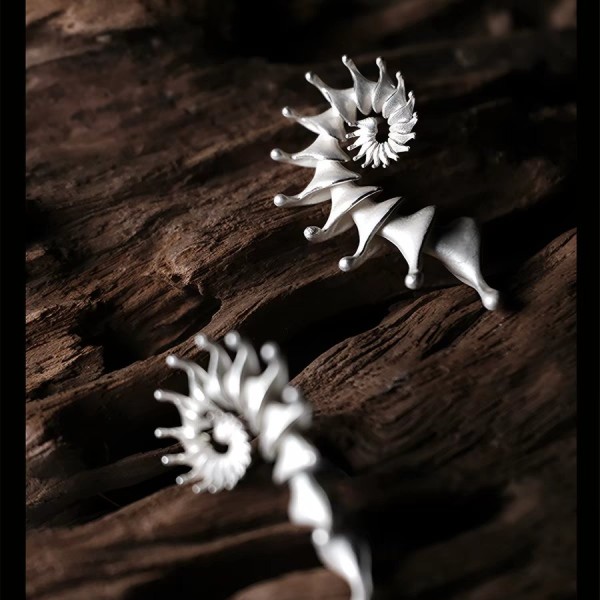 Spiral Shell Ear Climber – Sculptural 925 Sterling Silver Spiral Shell Ear Climber – Sculptural 925 Sterling Silver