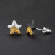 Lucky Star Stud Earrings - 999 Fine Silver and 24K Gold Inlay Lucky Star Stud Earrings - 999 Fine Silver and 24K Gold Inlay