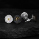 Sun and Moon Stud Earrings - 999 Fine Silver and 24K Gold Inlay Sun and Moon Stud Earrings - 999 Fine Silver and 24K Gold Inlay