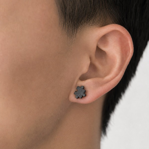 Puzzle Piece Stud Earrings - Matching Fine Silver and 24K Gold Pair Puzzle Piece Stud Earrings - Matching Fine Silver and 24K Gold Pair