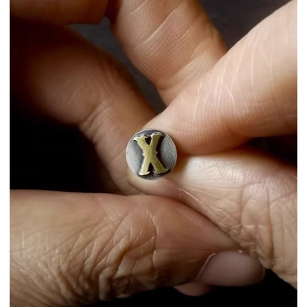 Custom Letter Stud Earrings – Silver & Brass Inlay Custom Letter Stud Earrings – Silver & Brass Inlay
