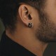 Snake Stud Earrings with Natural Opal - Oxidized Silver Snake Stud Earrings with Natural Opal - Oxidized Silver