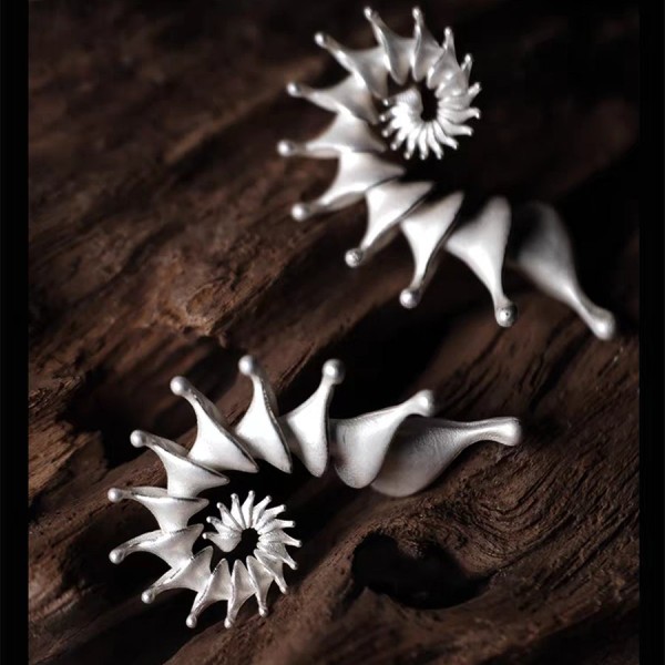 Spiral Shell Ear Climber – Sculptural 925 Sterling Silver Spiral Shell Ear Climber – Sculptural 925 Sterling Silver