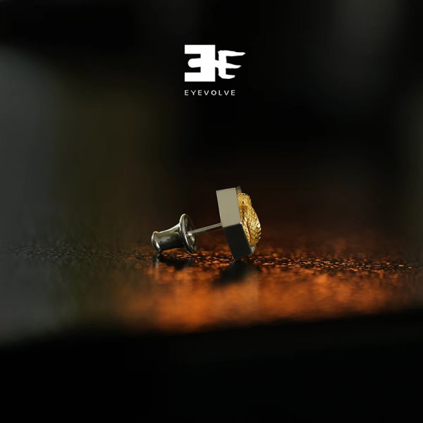 Hexagon Snake Stud Earrings – 925 Silver & Brass Inlay Hexagon Snake Stud Earrings – 925 Silver & Brass Inlay