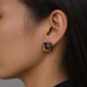 Square Hoop Earrings for Men - Black 999 Fine Silver and 24K Gold Square Hoop Earrings for Men - Black 999 Fine Silver and 24K Gold