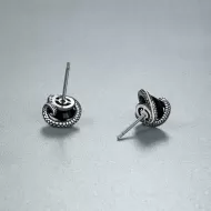 Black Onyx Snake Stud Earrings - 925 Sterling Silver