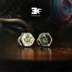Cyberpunk Mechanical Stud Earrings – 925 Silver & Gemstones