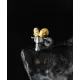Ram Head Stud Earrings - 999 Fine Silver & 24K Gold Detail Ram Head Stud Earrings - 999 Fine Silver & 24K Gold Detail