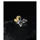 Ram Head Stud Earrings - 999 Fine Silver & 24K Gold Detail