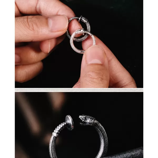 Rattlesnake Ear Cuff - 925 Sterling Silver & Black Zircon