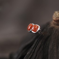 Ruby Stud Earrings in 925 Sterling Silver for Women