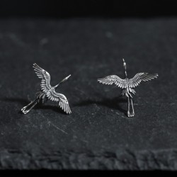 Sterling Silver Crane Stud Earrings for Women | 925 Silver