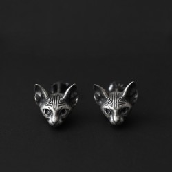 Sterling Silver Cat Stud Earrings for Women | 925 Silver