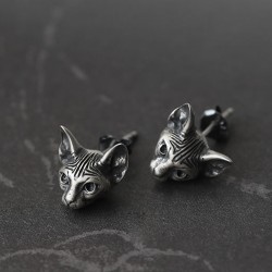Sterling Silver Cat Stud Earrings for Women | 925 Silver