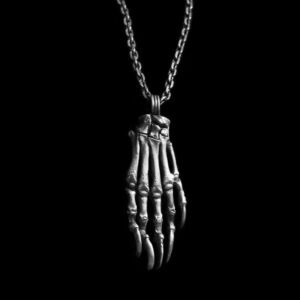Bones Hand Skull - 925 Silver Pendant Necklace for Men