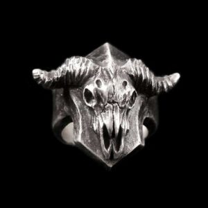 Sheep Bone Shield Patron Saint Sheep Head - 925 Silver Ring for Men