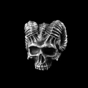 Horned Devil Skull Ring - 925 Sterling Silver Ring