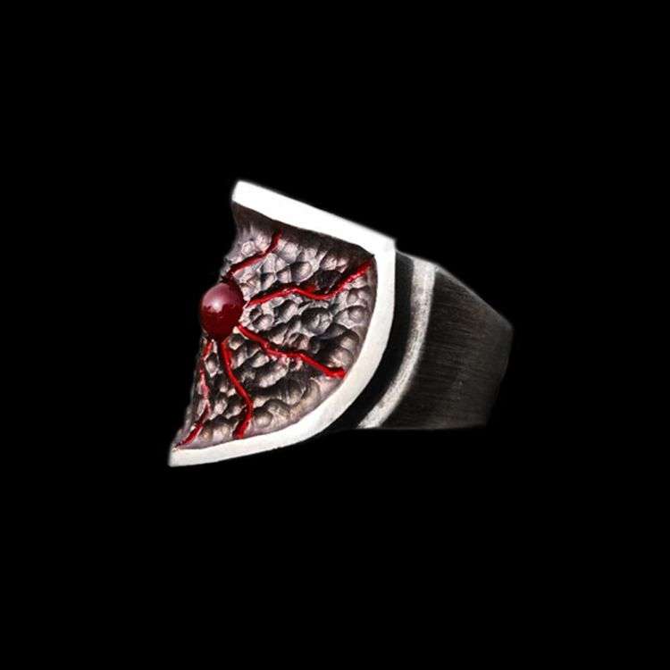 Lava Ruby Ring - Men's Sterling Silver Ring - 图片 4