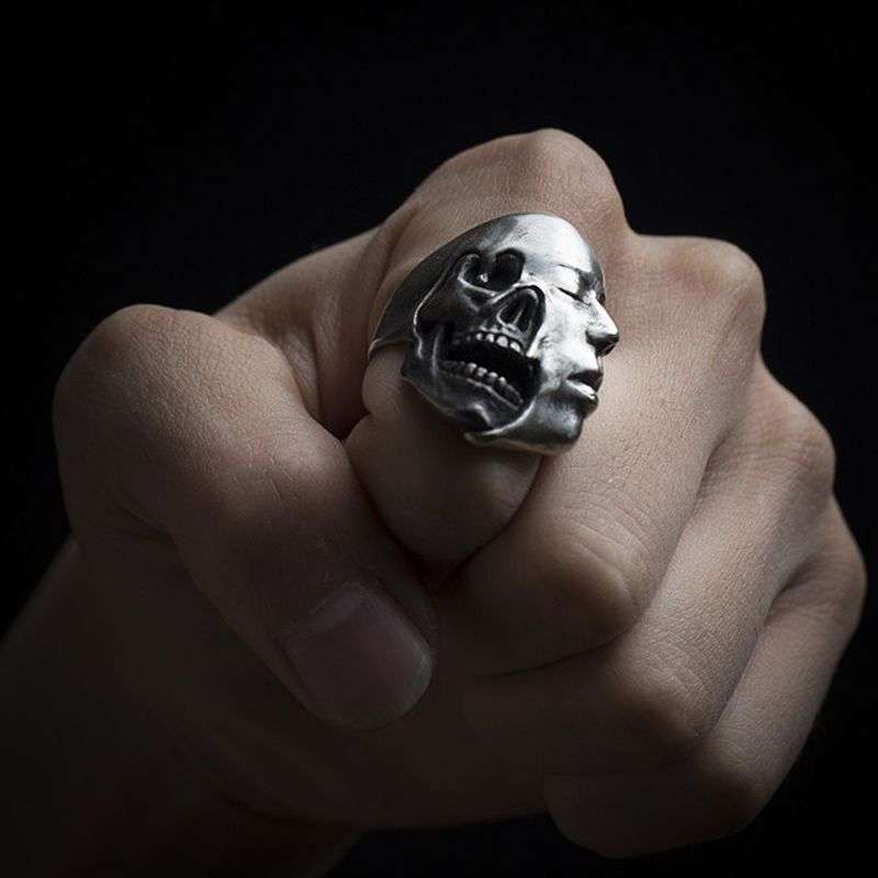 Dark souls rings 925 Silver struggling soul skull ring - 图片 4