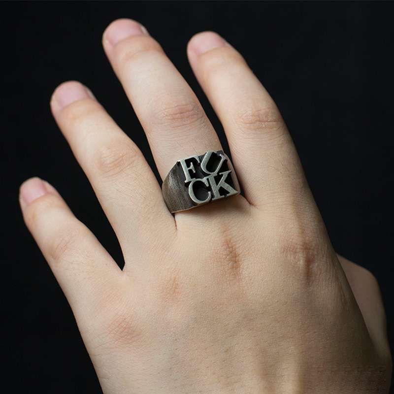 FUCK Ring 925 Silver Bold Statement Piece for the Fearless - 图片 5