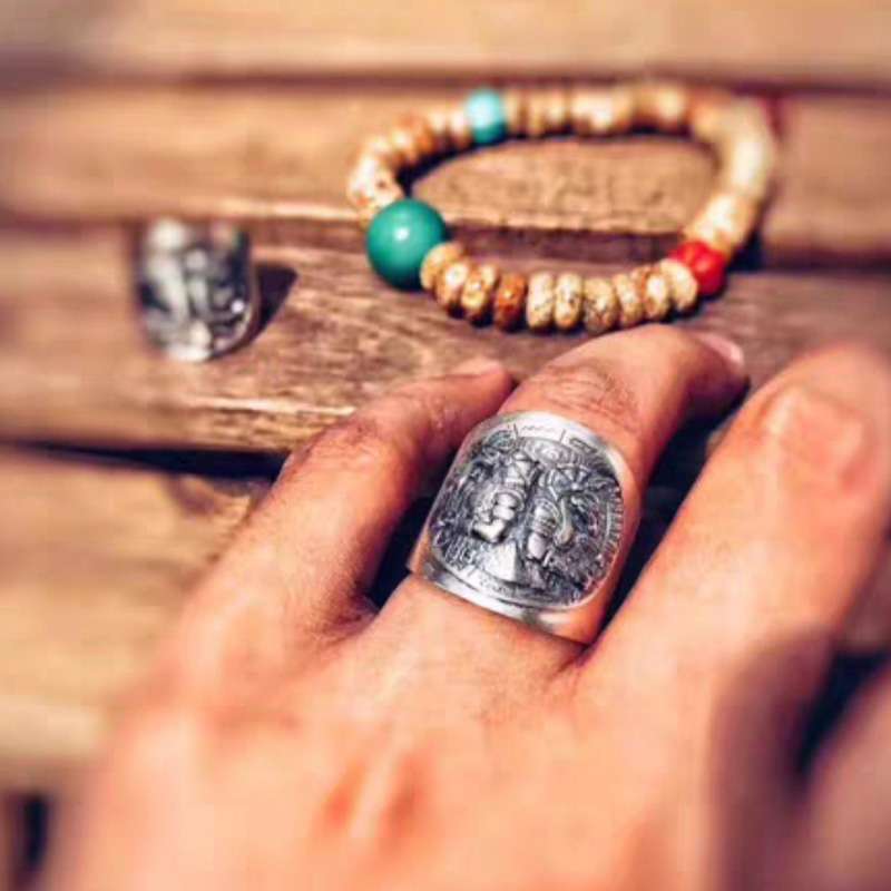 Anubis rings captivating depiction to the meticulously engraved symbols - 图片 8