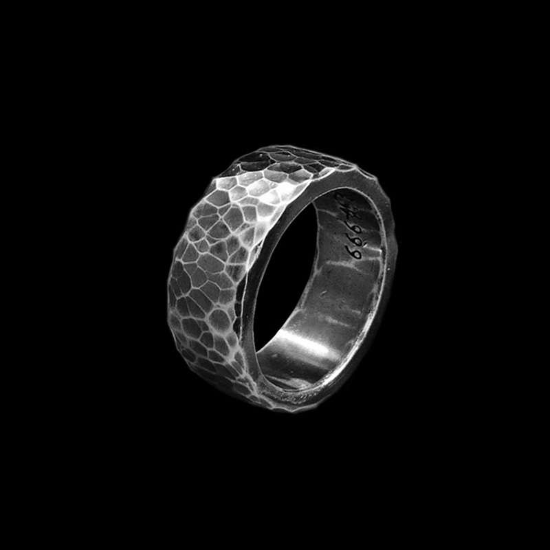 Hammered ring 999 Silver Handmade texture rings SSJ273 - 图片 2