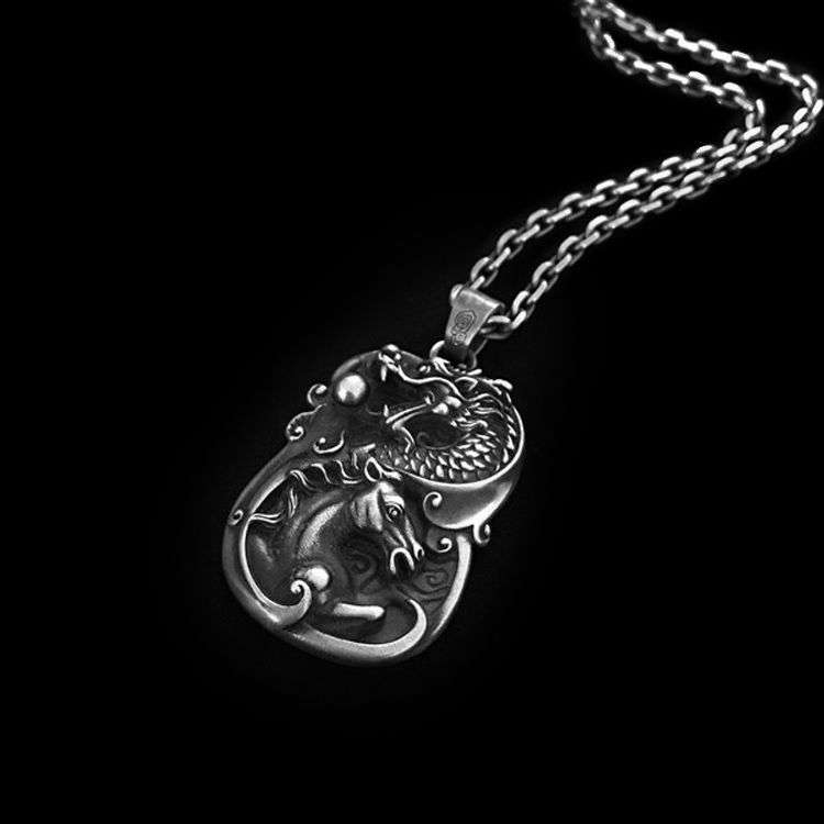 Vigorous Spirit of the Aged Loong Horse Dragon - 925 Silver Pendant - 图片 2