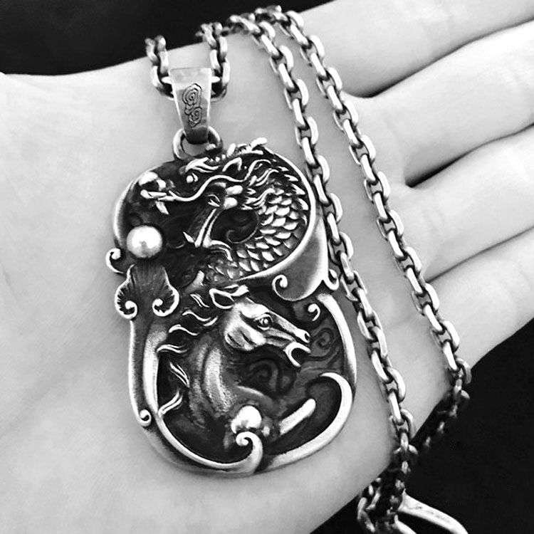 Vigorous Spirit of the Aged Loong Horse Dragon - 925 Silver Pendant - 图片 4
