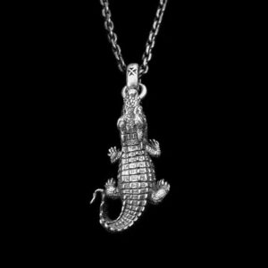 Crocodile Crocodilian - 925 Silver Pendant Necklace for Men